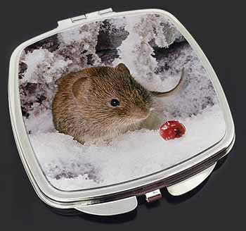 Cute Field Mouse in Snow Make-Up Compact Mirror