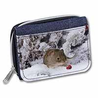 Cute Field Mouse in Snow Unisex Denim Purse Wallet