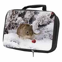 Cute Field Mouse in Snow Black Insulated School Lunch Box/Picnic Bag