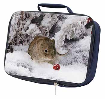 Cute Field Mouse in Snow Navy Insulated School Lunch Box/Picnic Bag