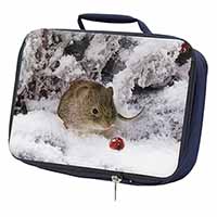 Cute Field Mouse in Snow Navy Insulated School Lunch Box/Picnic Bag