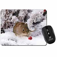 Cute Field Mouse in Snow Computer Mouse Mat
