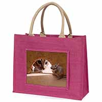 Cat and Mouse Large Pink Jute Shopping Bag