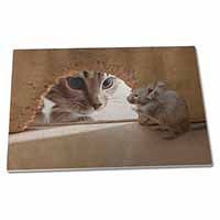 Large Glass Cutting Chopping Board Cat and Mouse