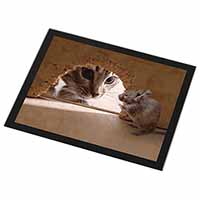 Cat and Mouse Black Rim High Quality Glass Placemat
