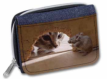 Cat and Mouse Unisex Denim Purse Wallet