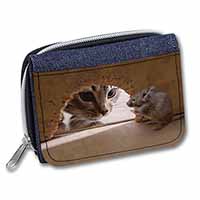 Cat and Mouse Unisex Denim Purse Wallet