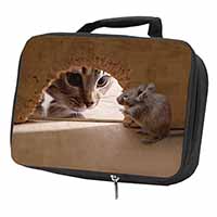 Cat and Mouse Black Insulated School Lunch Box/Picnic Bag