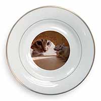 Cat and Mouse Gold Rim Plate Printed Full Colour in Gift Box