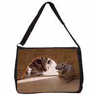 Cat and Mouse Large Black Laptop Shoulder Bag School/College