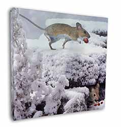 Field Mice, Snow Mouse Square Canvas 12"x12" Wall Art Picture Print