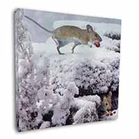 Field Mice, Snow Mouse Square Canvas 12"x12" Wall Art Picture Print