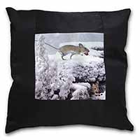 Field Mice, Snow Mouse Black Satin Feel Scatter Cushion