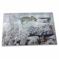 Large Glass Cutting Chopping Board Field Mice, Snow Mouse