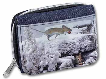 Field Mice, Snow Mouse Unisex Denim Purse Wallet