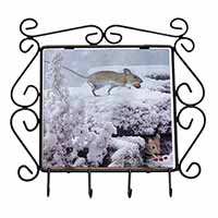 Field Mice, Snow Mouse Wrought Iron Key Holder Hooks