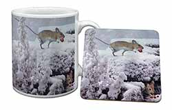 Field Mice, Snow Mouse Mug and Coaster Set