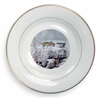 Field Mice, Snow Mouse Gold Rim Plate Printed Full Colour in Gift Box