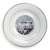 Field Mice, Snow Mouse Gold Rim Plate Printed Full Colour in Gift Box