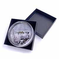 Field Mice, Snow Mouse Glass Paperweight in Gift Box