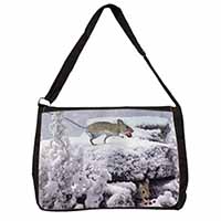 Field Mice, Snow Mouse Large Black Laptop Shoulder Bag School/College