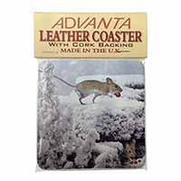 Field Mice, Snow Mouse Single Leather Photo Coaster