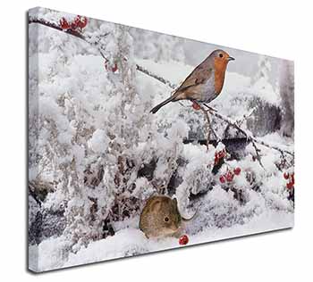 Snow Mouse and Robin Print Canvas X-Large 30"x20" Wall Art Print