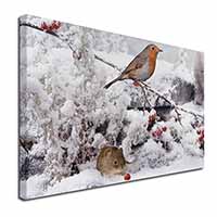 Snow Mouse and Robin Print Canvas X-Large 30"x20" Wall Art Print