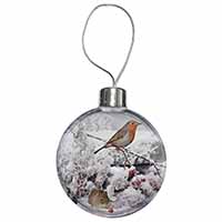 Snow Mouse and Robin Print Christmas Bauble