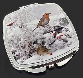 Snow Mouse and Robin Print Make-Up Compact Mirror