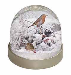 Snow Mouse and Robin Print Snow Globe Photo Waterball