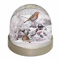 Snow Mouse and Robin Print Snow Globe Photo Waterball
