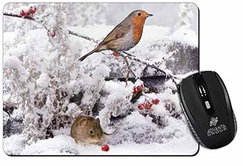 Snow Mouse and Robin Print Computer Mouse Mat