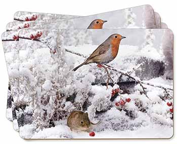 Snow Mouse and Robin Print Picture Placemats in Gift Box