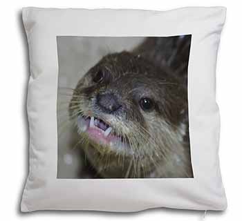 Cheeky Otters Face Soft White Velvet Feel Scatter Cushion
