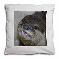 Cheeky Otters Face Soft White Velvet Feel Scatter Cushion
