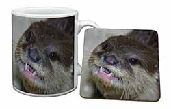 Cheeky Otters Face Mug and Coaster Set