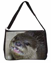 Cheeky Otters Face Large Black Laptop Shoulder Bag School/College