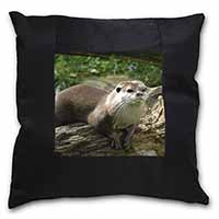 River Otter Black Satin Feel Scatter Cushion