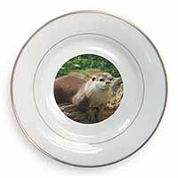 River Otter Gold Rim Plate Printed Full Colour in Gift Box