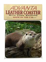 River Otter Single Leather Photo Coaster