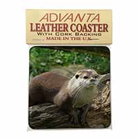 River Otter Single Leather Photo Coaster