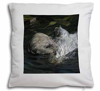 Floating Otter Soft White Velvet Feel Scatter Cushion
