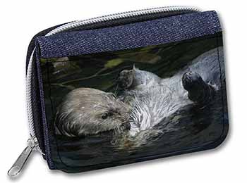 Floating Otter Unisex Denim Purse Wallet