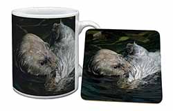 Floating Otter Mug and Coaster Set