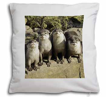 Cute Otters Soft White Velvet Feel Scatter Cushion