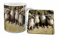 Cute Otters Mug and Coaster Set