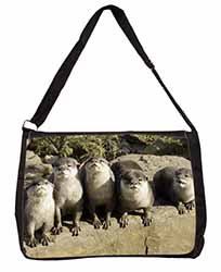 Cute Otters Large Black Laptop Shoulder Bag School/College