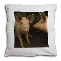 Pigs in Sty Soft White Velvet Feel Scatter Cushion