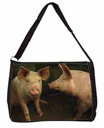 Pigs in Sty Large Black Laptop Shoulder Bag School/College